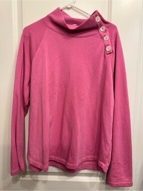 J. Crew Pink Button-Shoulder Cowl Neck Sweater